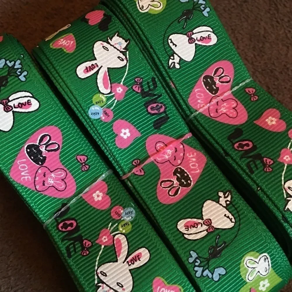Grosgrain Ribbon 7/8” 5 yards 5/$20 kawaii bunnies